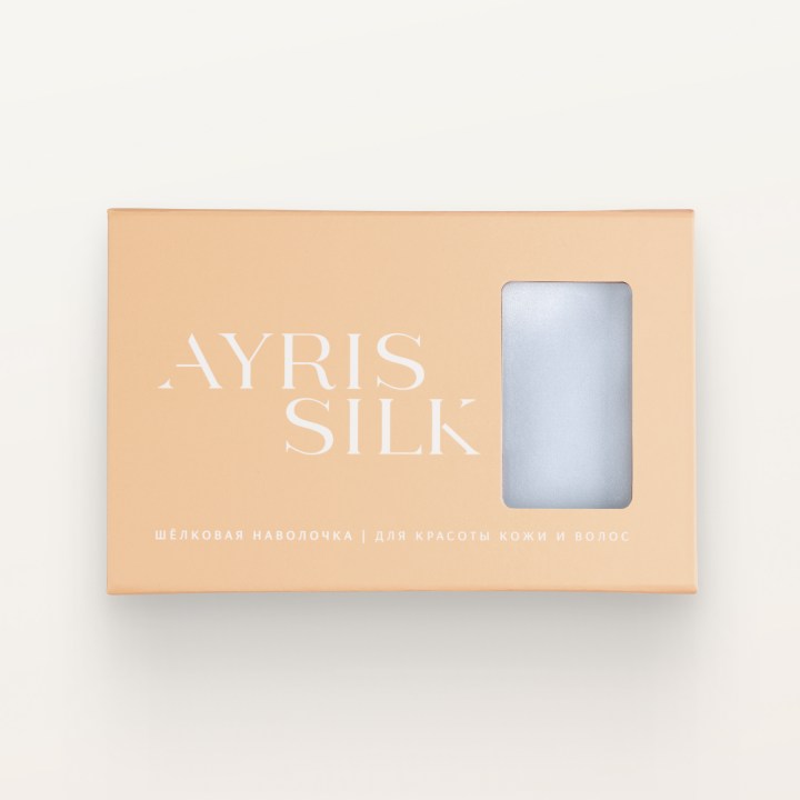 ШЕЛКОВАЯ НАВОЛОЧКА 50Х70_СЕРЕБРИСТО-ГОЛУБОЙ